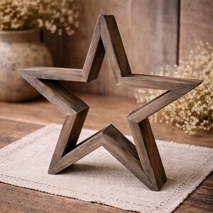 Farmhouse Rustic Grey Wood Star Wall Decor‎